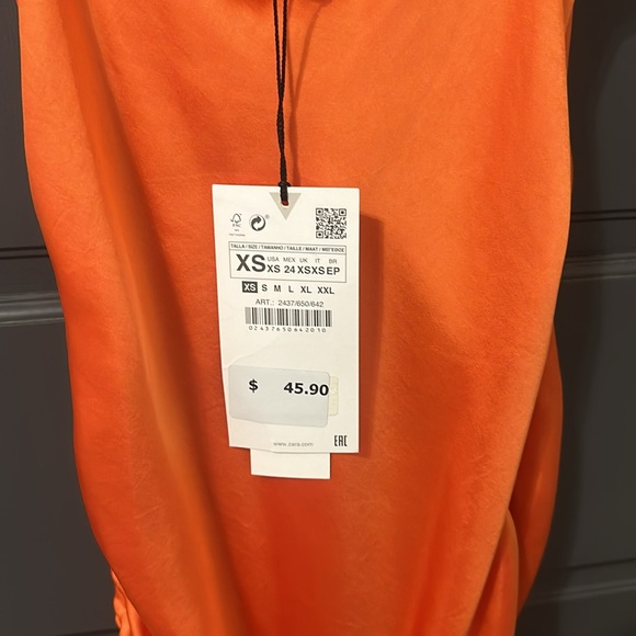 BRAND NEW orange satin mini dress - Picture 2 of 3